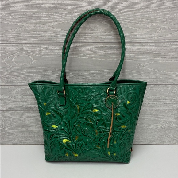 Patricia Nash Green Floral Embossed Tote - Picture 1 of 16